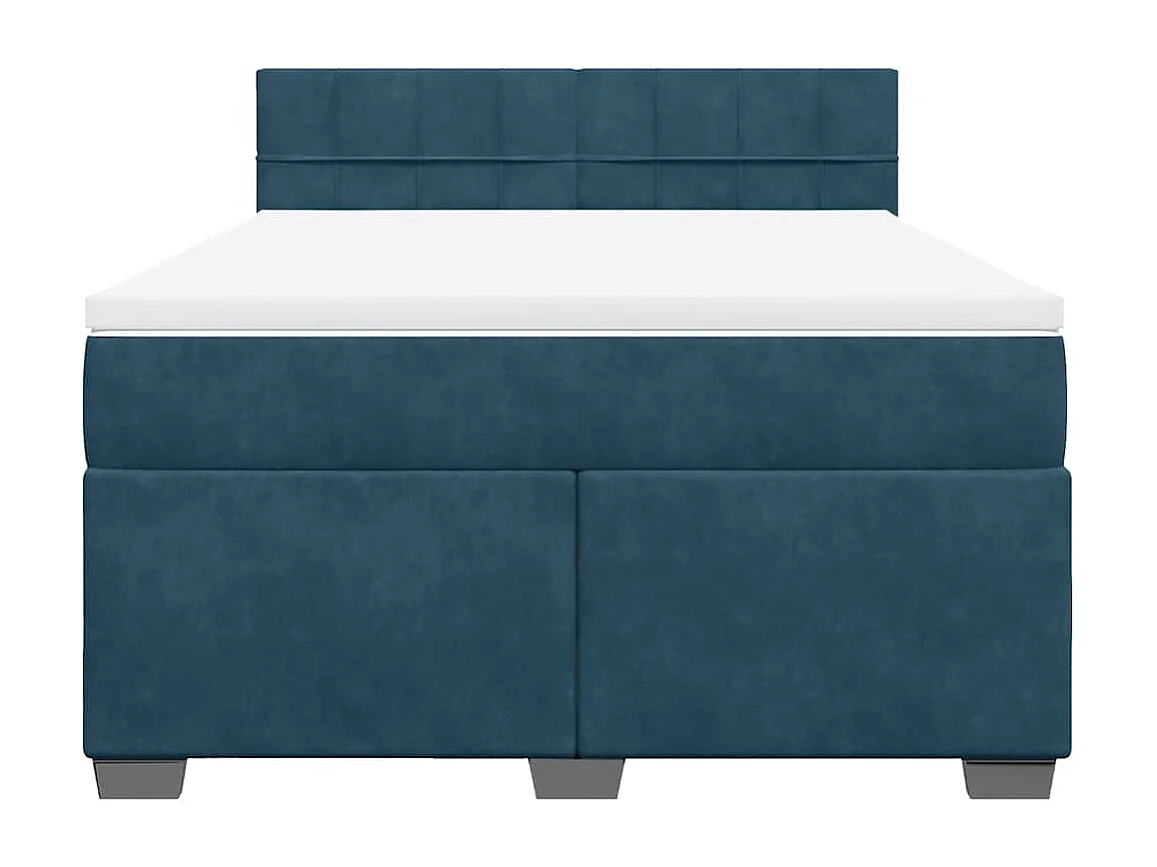 Sommier à lattes de lit et matelas Bleu foncé 140x190cm Velours