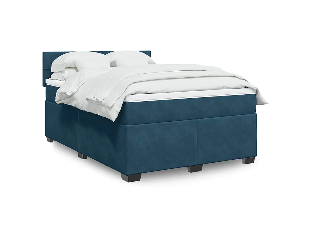 Boxspring met matras fluweel donkerblauw 140x190 cm