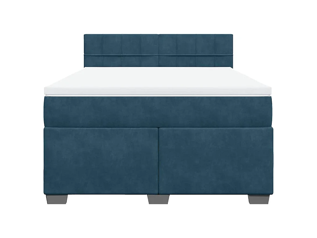 Boxspring met matras fluweel donkerblauw 140x190 cm