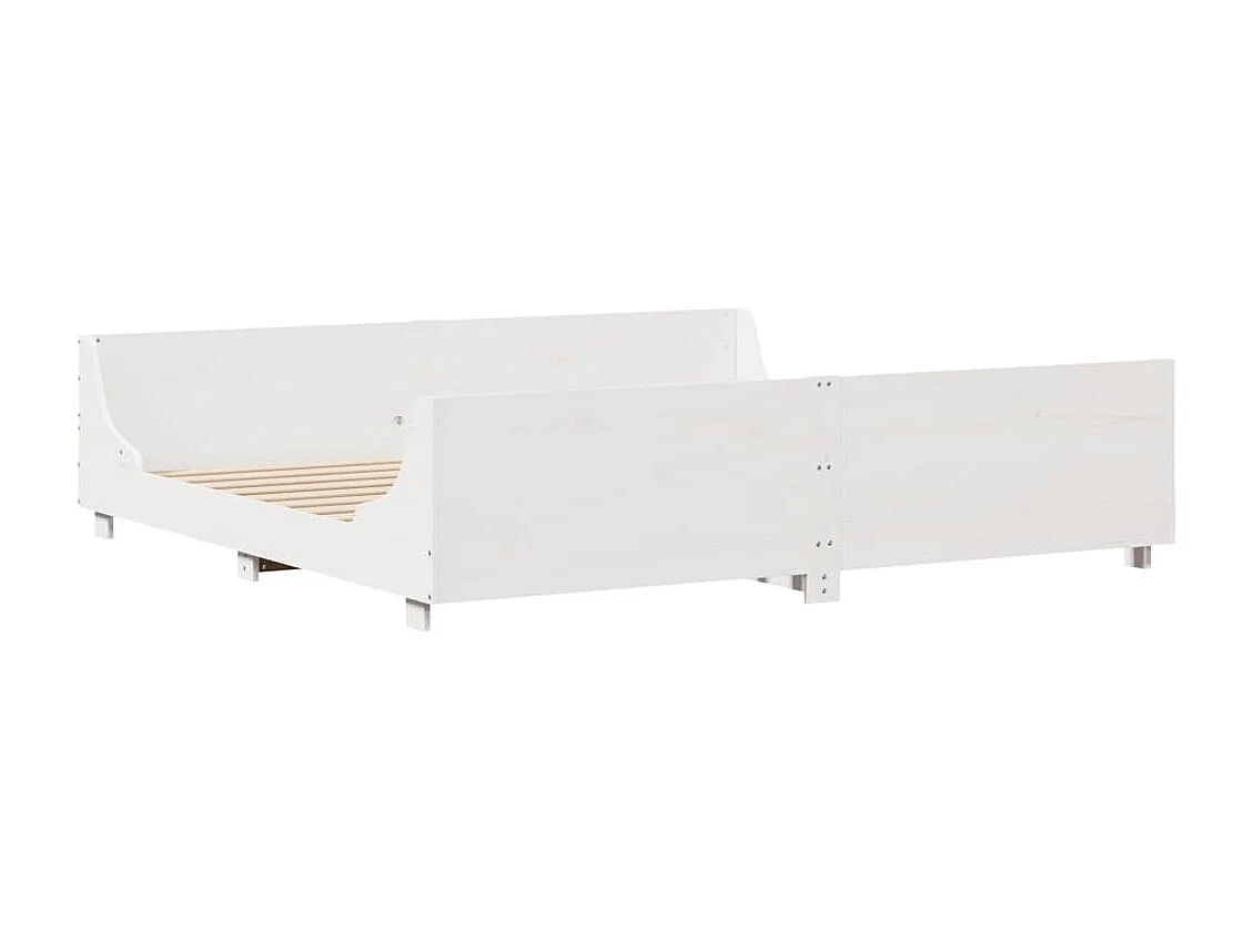 Cadre de lit sans matelas blanc 180x200 cm bois massif de pin
