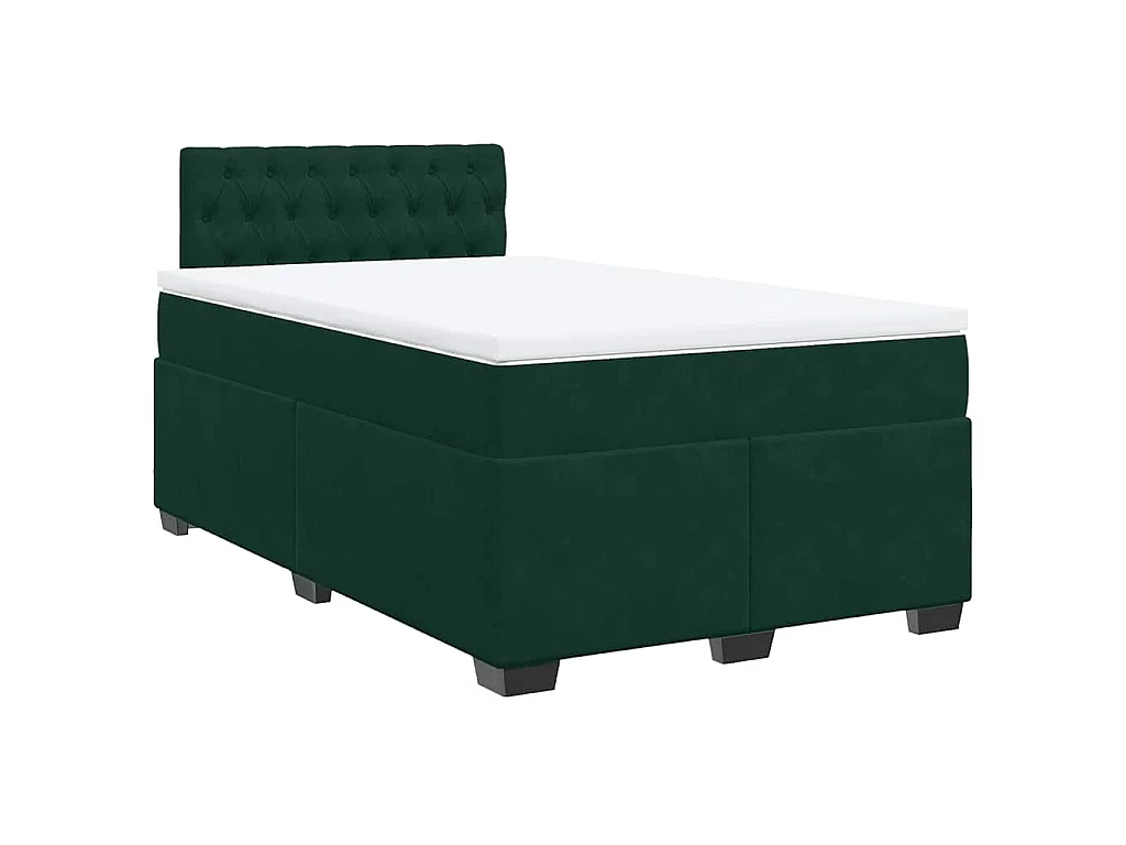 Boxspring met matras fluweel donkergroen 120x190 cm
