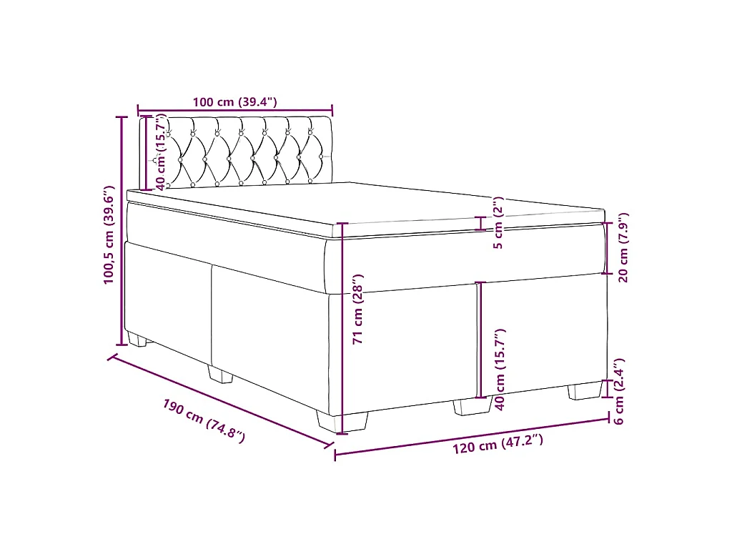 Boxspring met matras fluweel donkergroen 120x190 cm