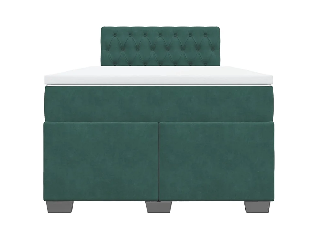 Boxspring met matras fluweel donkergroen 120x190 cm