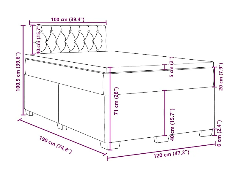 Sommier à lattes de lit avec matelas vert foncé 120x190 cm