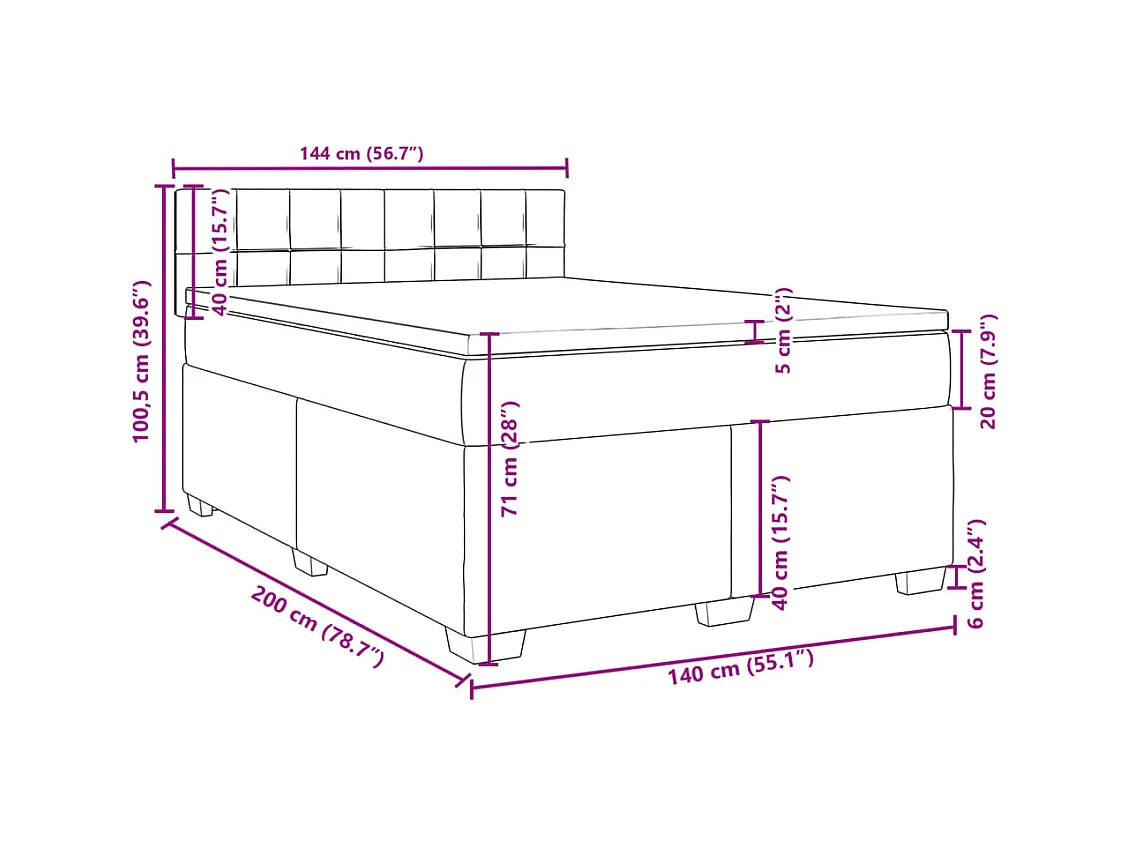 Boxspring met matras fluweel blauw 140x200 cm