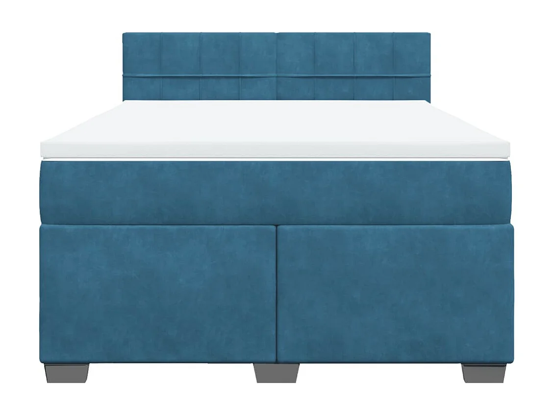 Boxspringbett mit Matratze Blau 140x200 cm Samt