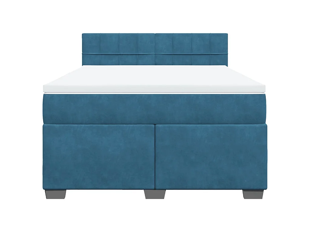 Cama box spring con colchón terciopelo azul 140x200 cm