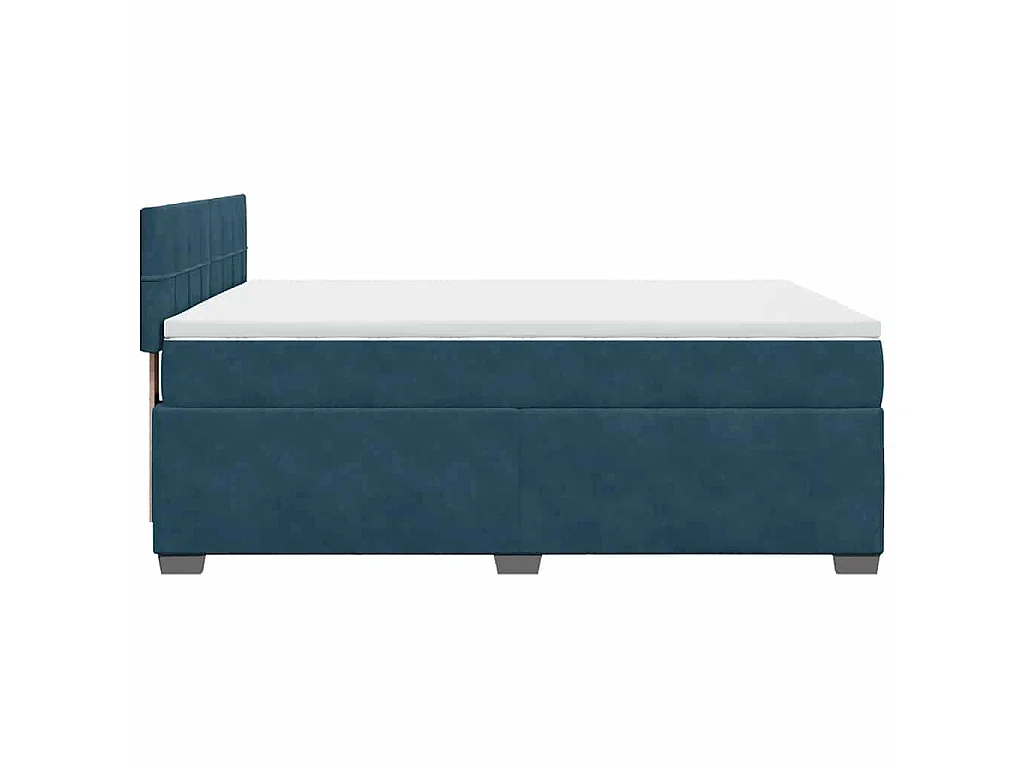 Cama box spring con colchón terciopelo azul 140x200 cm