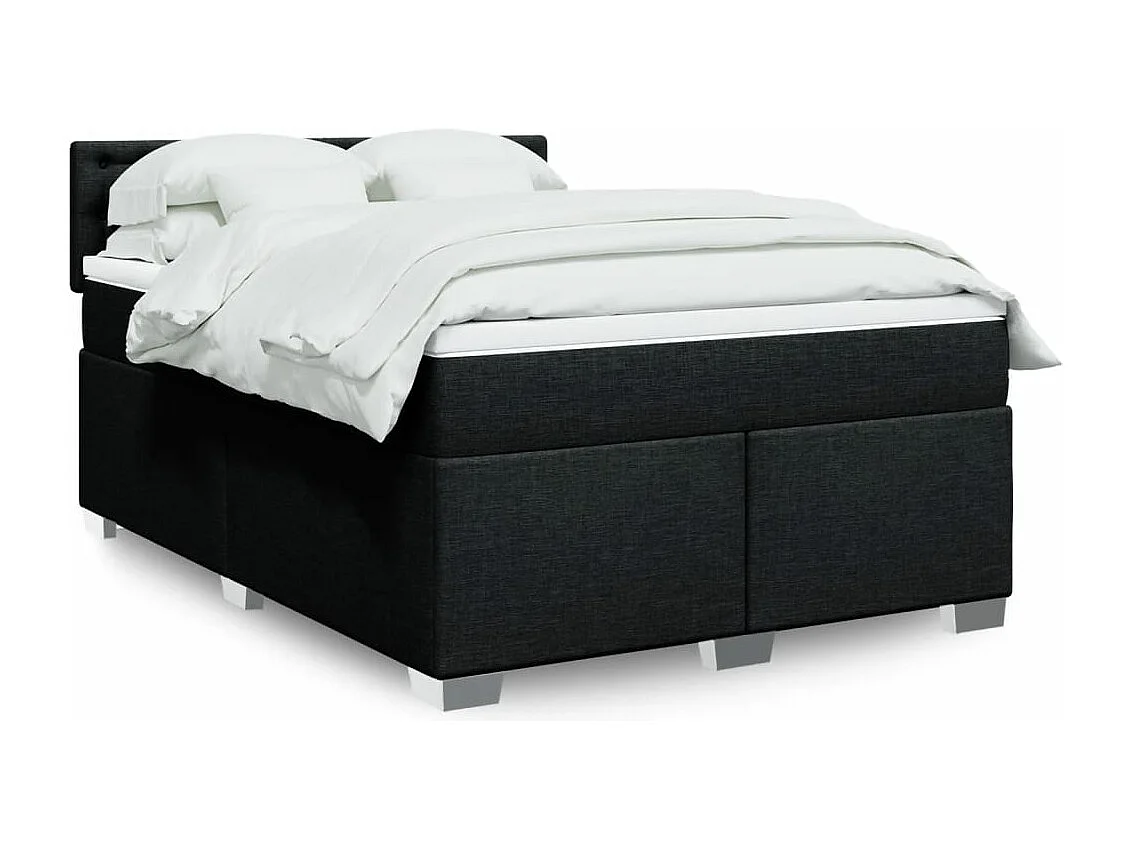 Sommier à lattes de lit avec matelas Noir 140x190 cm Tissu