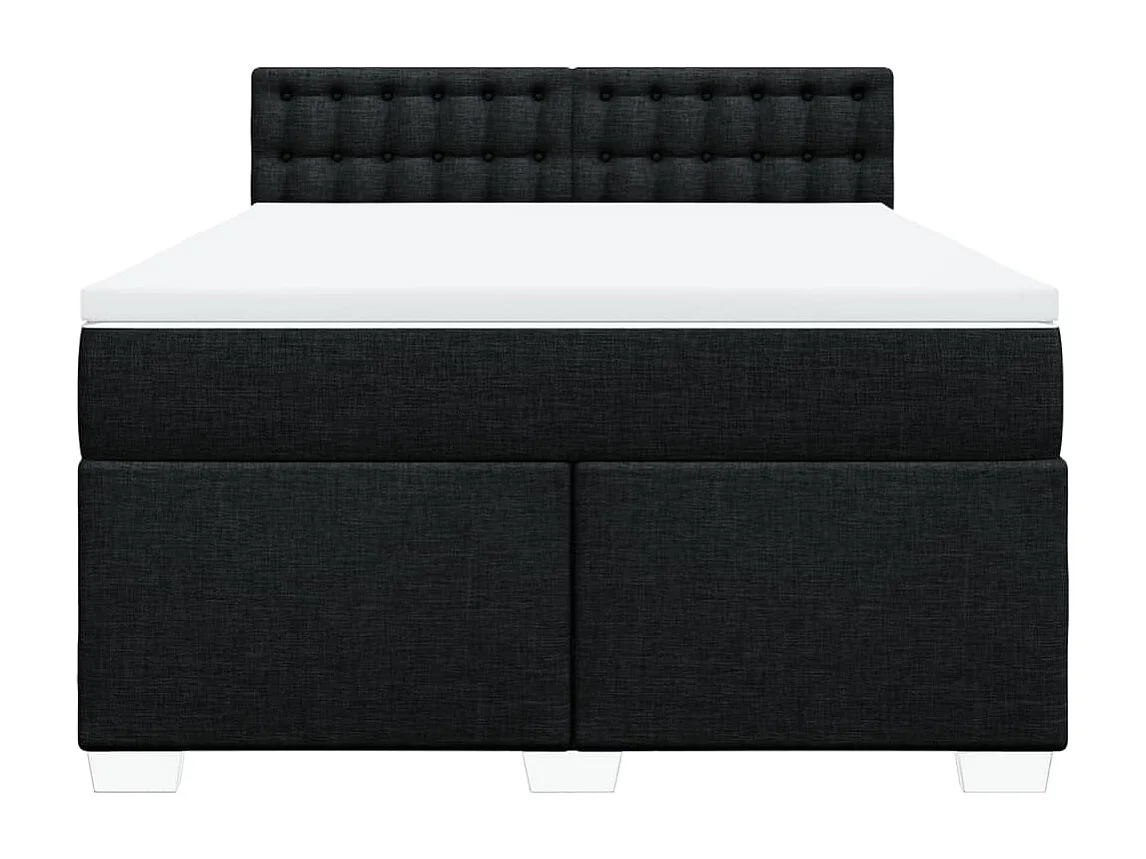 Sommier à lattes de lit avec matelas Noir 140x190 cm Tissu