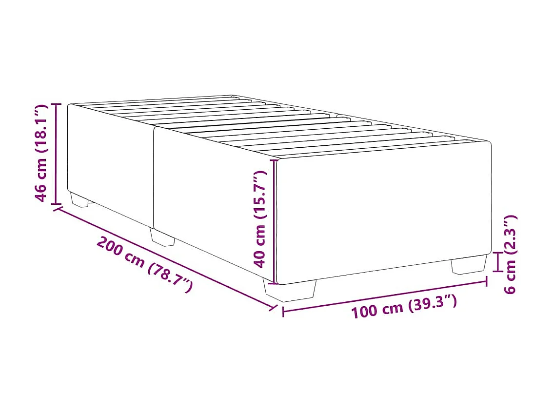 Cadre de lit sans matelas taupe 100x200 cm tissu