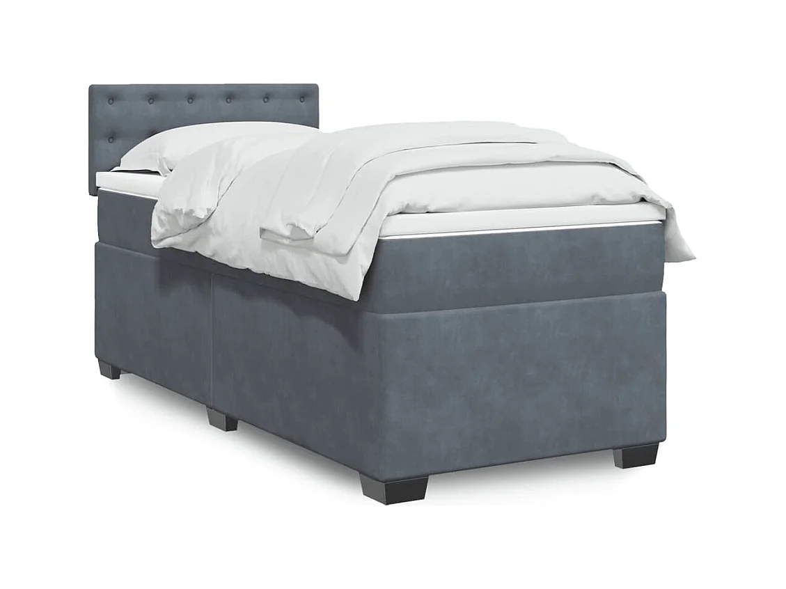 Boxspring met matras fluweel donkergrijs 90x200 cm
