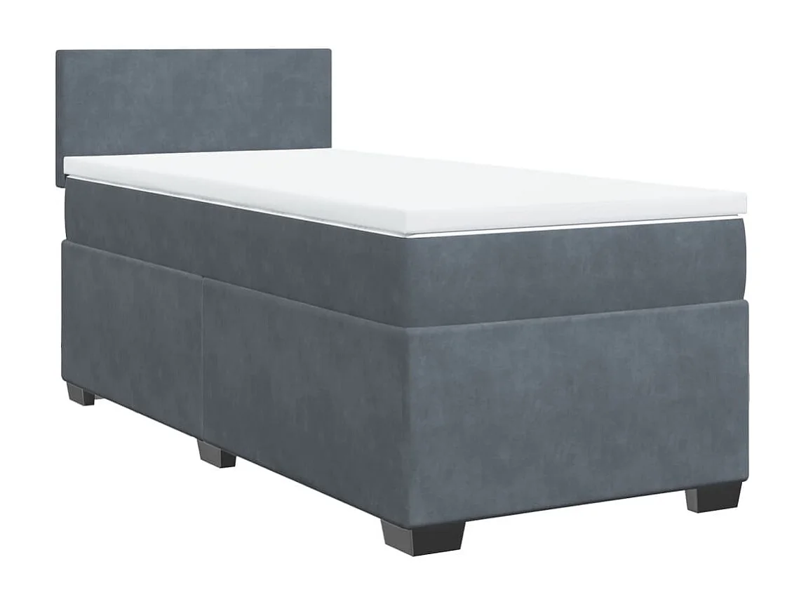 Boxspringbett mit Matratze Dunkelgrau 90x190 cm Samt