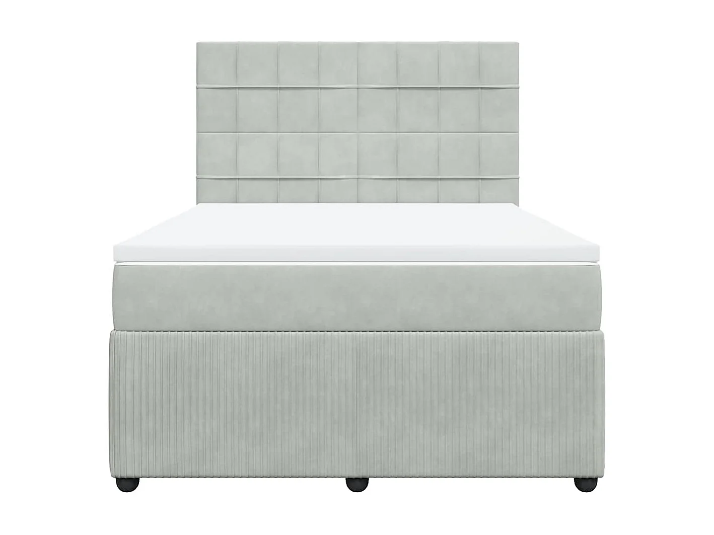 Cama com molas/colchão 140x200 cm veludo cinzento-claro