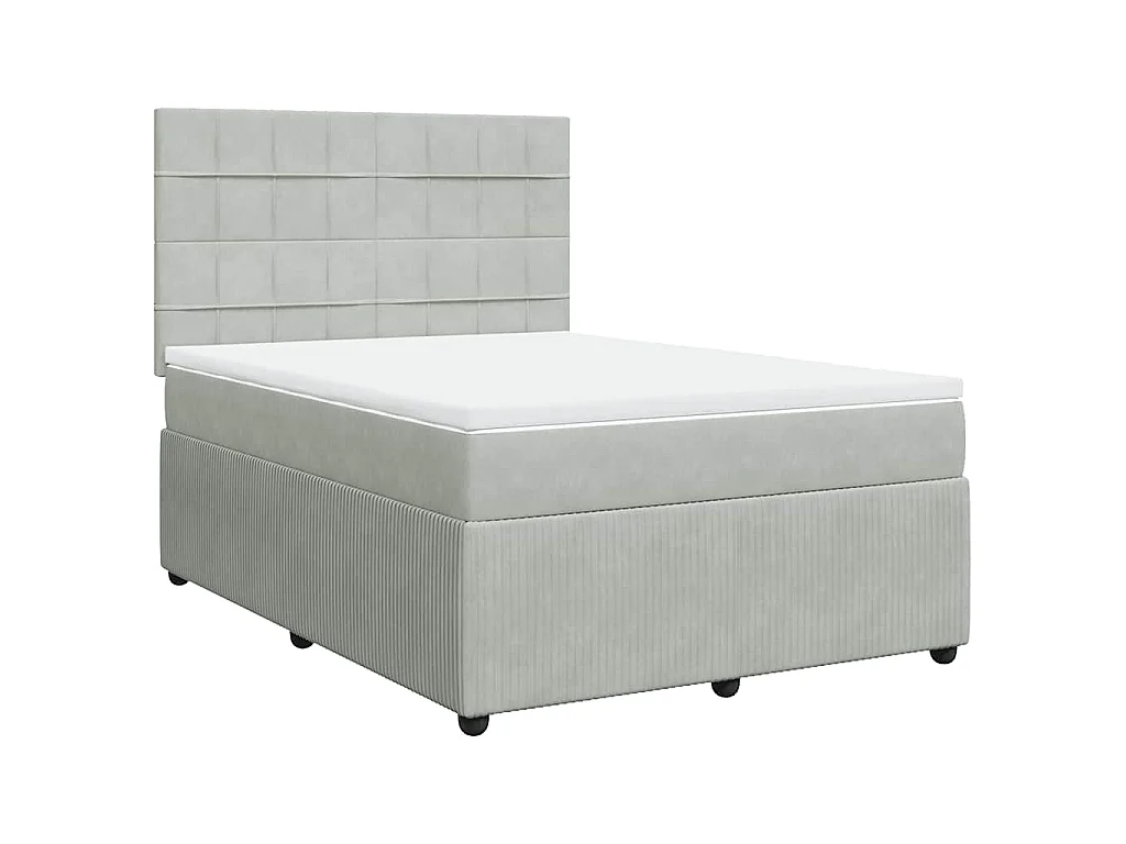 Giroletto a Molle con Materasso Grigio Chiaro 140x200cm Velluto