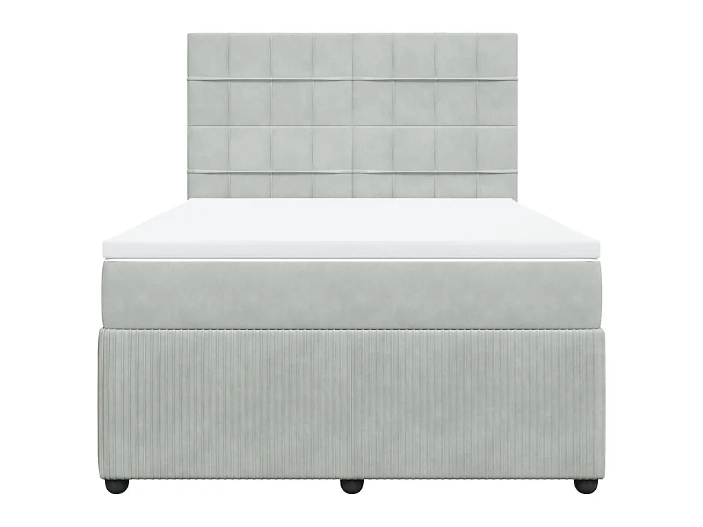 Giroletto a Molle con Materasso Grigio Chiaro 140x200cm Velluto
