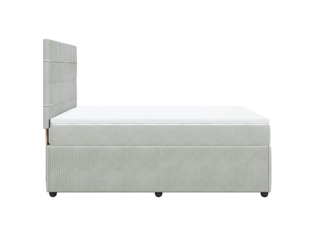 Giroletto a Molle con Materasso Grigio Chiaro 140x200cm Velluto