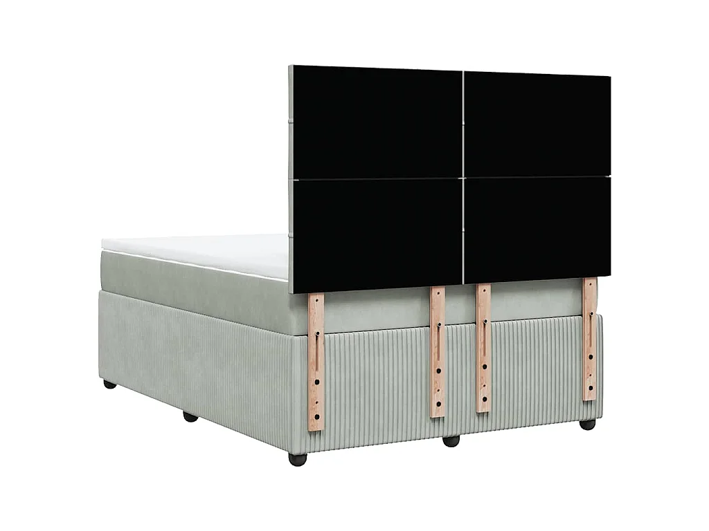 Giroletto a Molle con Materasso Grigio Chiaro 140x200cm Velluto