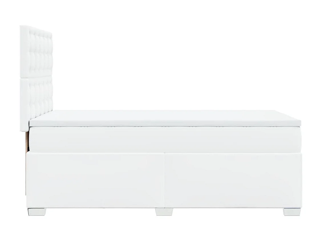 Boxspringbett mit Matratze Weiß 90x200 cm Kunstleder