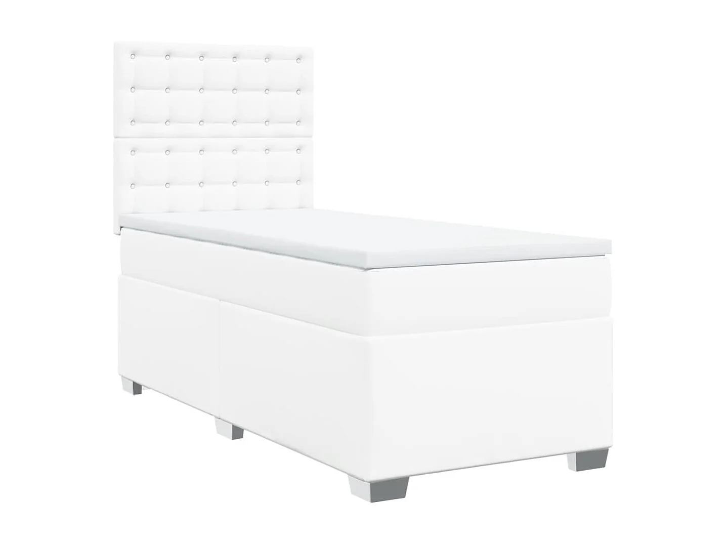 Boxspringbett mit Matratze Weiß 90x200 cm Kunstleder