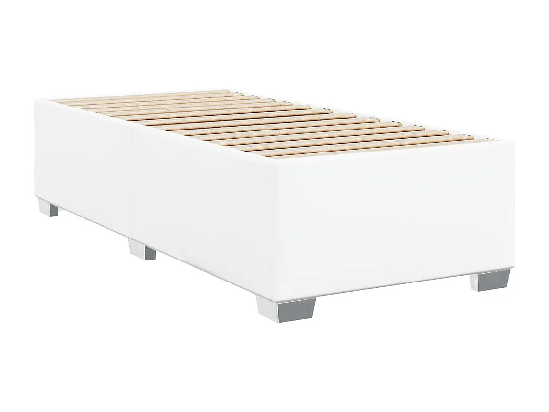 Boxspringbett mit Matratze Weiß 90x200 cm Kunstleder