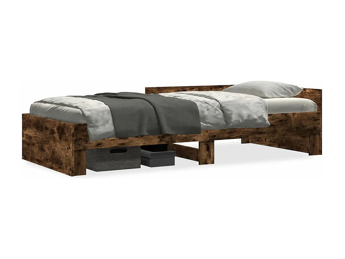 Cadre de lit sans matelas chêne fumé 75x190cm bois d'ingénierie