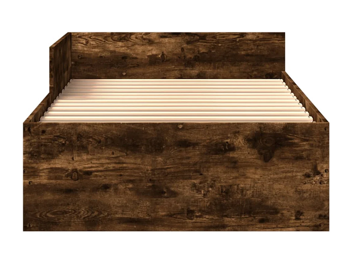Cadre de lit sans matelas chêne fumé 75x190cm bois d'ingénierie