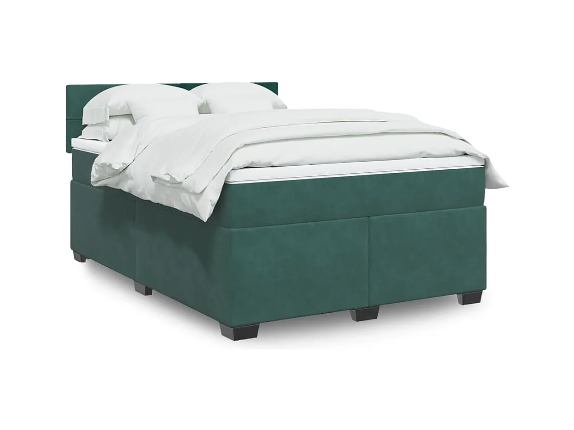 Giroletto a Molle con Materasso Verde Scuro 140x200 cm Velluto