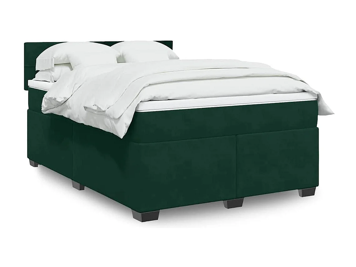 Sommier à lattes de lit et matelas Vert foncé 140x200cm Velours
