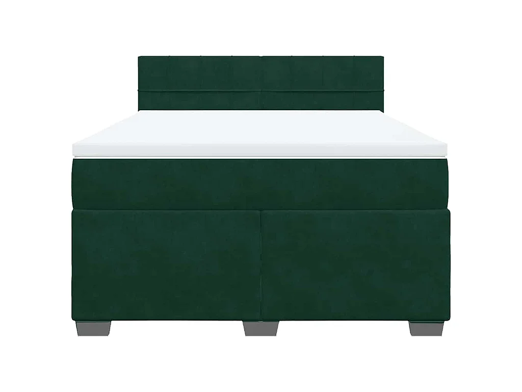 Cama box spring con colchón terciopelo verde oscuro 140x200 cm