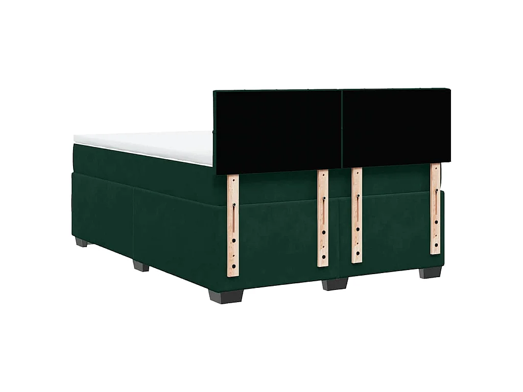 Cama box spring con colchón terciopelo verde oscuro 140x200 cm