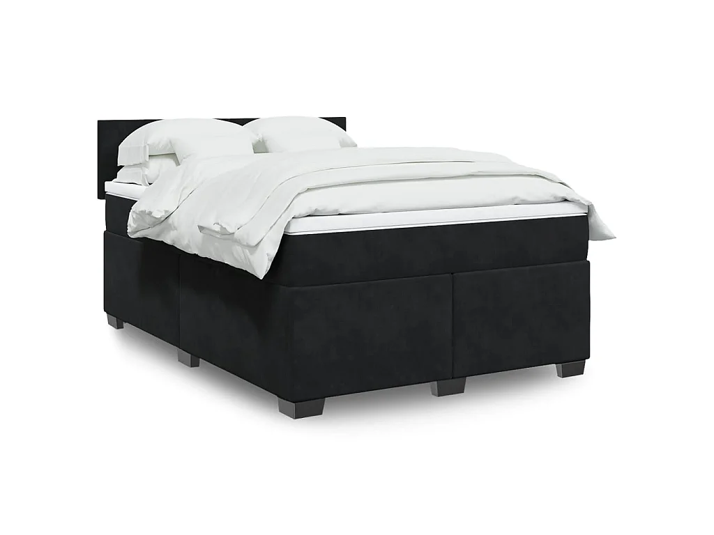 Boxspringbett mit Matratze Schwarz 140x190 cm Samt