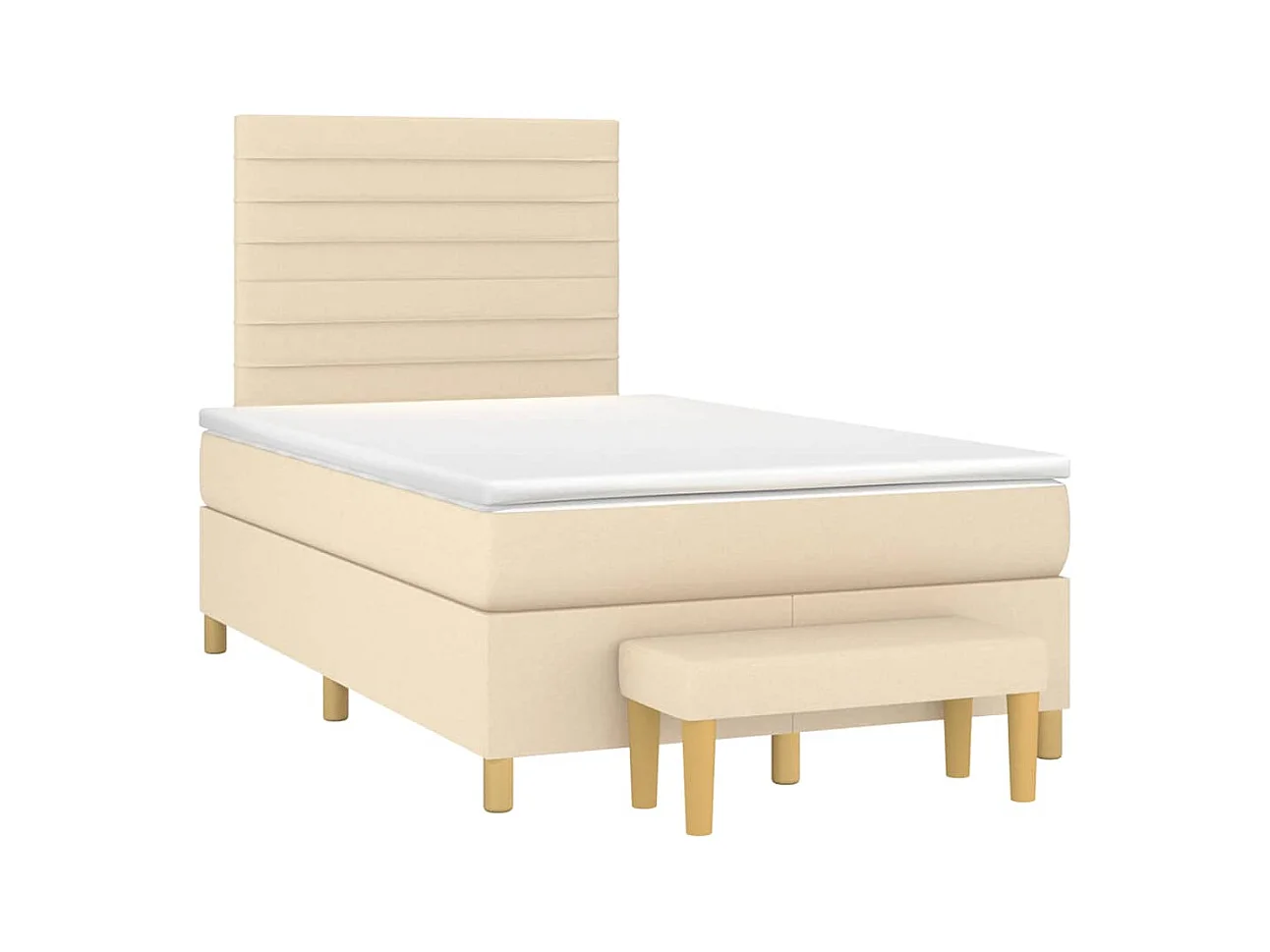 Giroletto a Molle con Materasso Crema 120x190 cm in Tessuto
