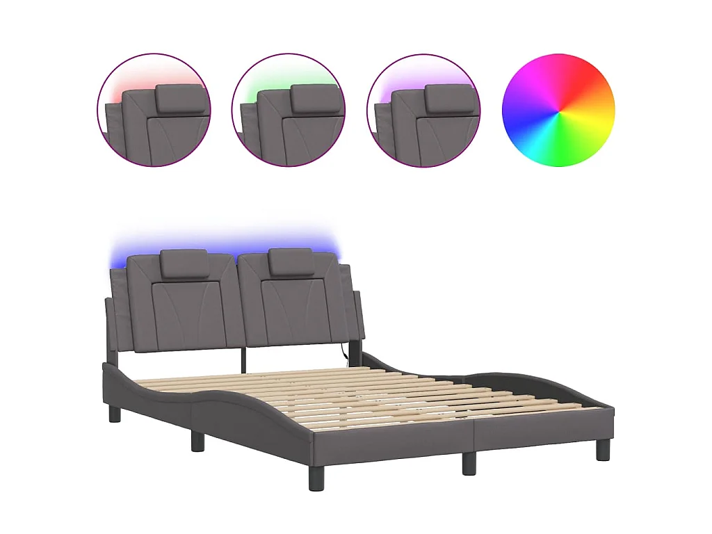 Giroletto Viana con LED senza Materasso Grigio 140x190 cm