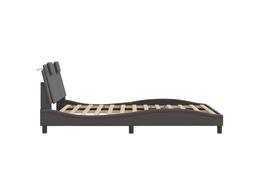 Bedframe "Viana" met LED zonder matras grijs 140x190 cm
