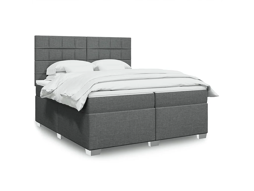 Sommier à lattes de lit avec matelas Gris foncé 200x200cm Tissu