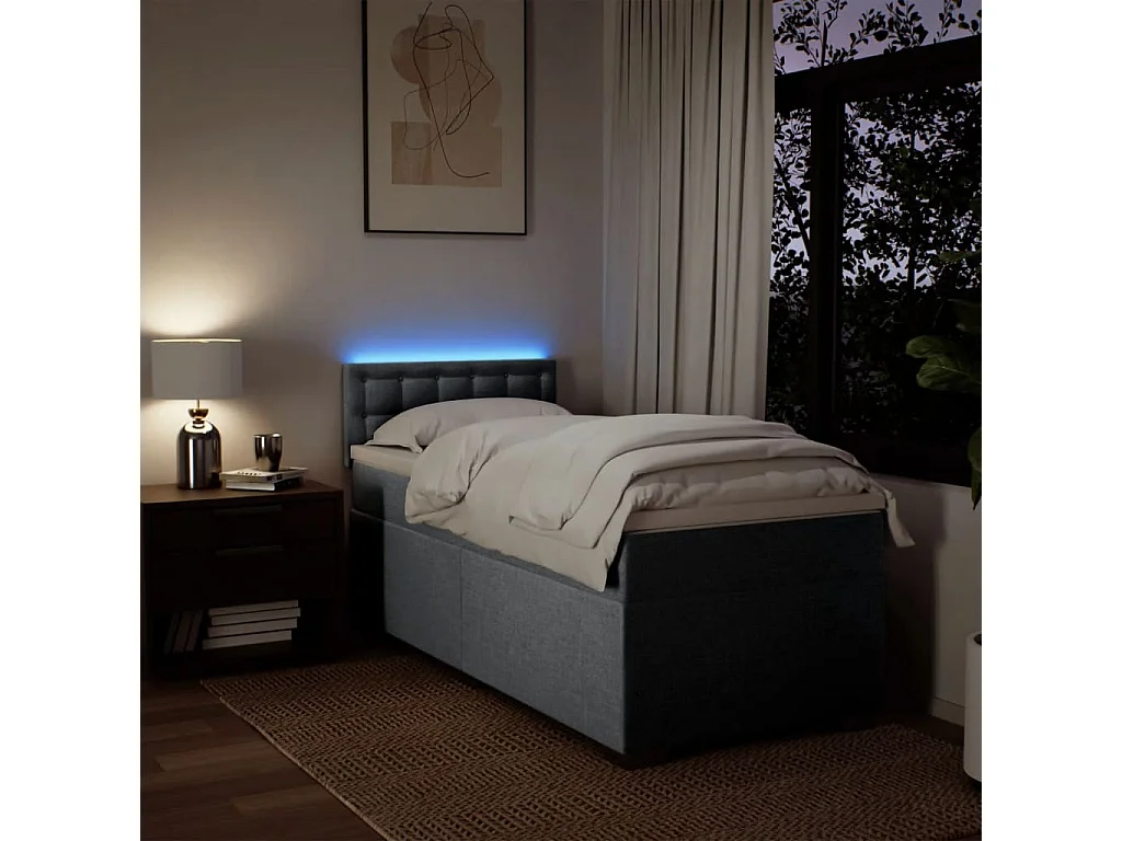 Boxspringbett mit Matratze Hellgrau 100x200 cm Stoff