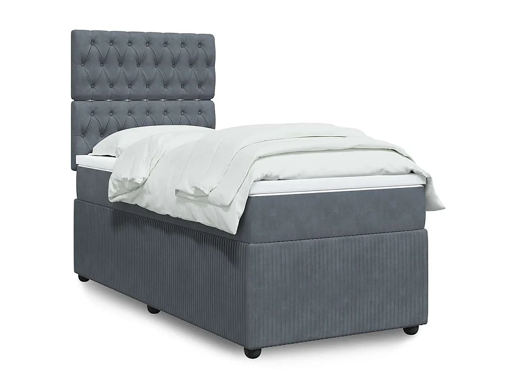 Boxspringbett mit Matratze Dunkelgrau 90x190 cm Samt