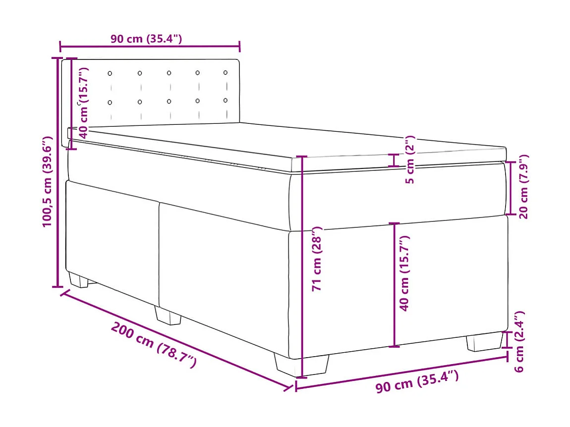Sommier à lattes de lit avec matelas Blanc 90x200 cm Similicuir