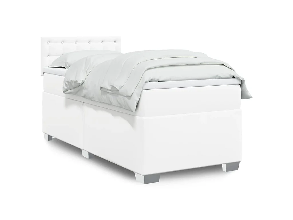 Boxspring met matras kunstleer wit 90x200 cm
