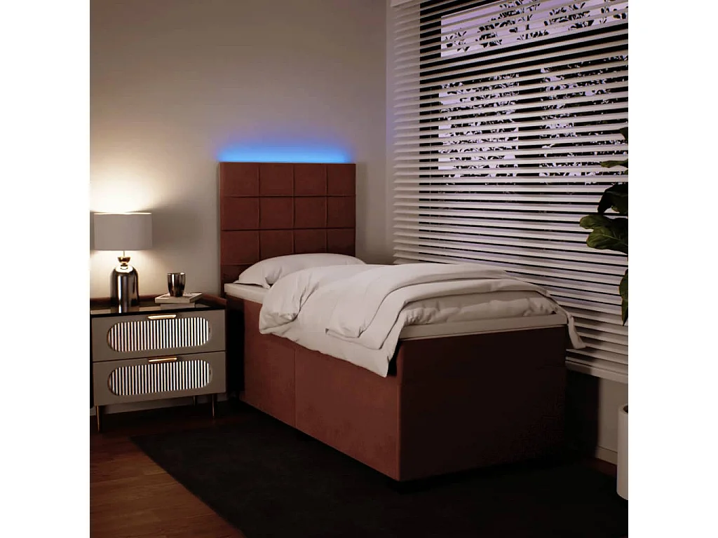 Cama box spring con colchón terciopelo rosa 80x200 cm
