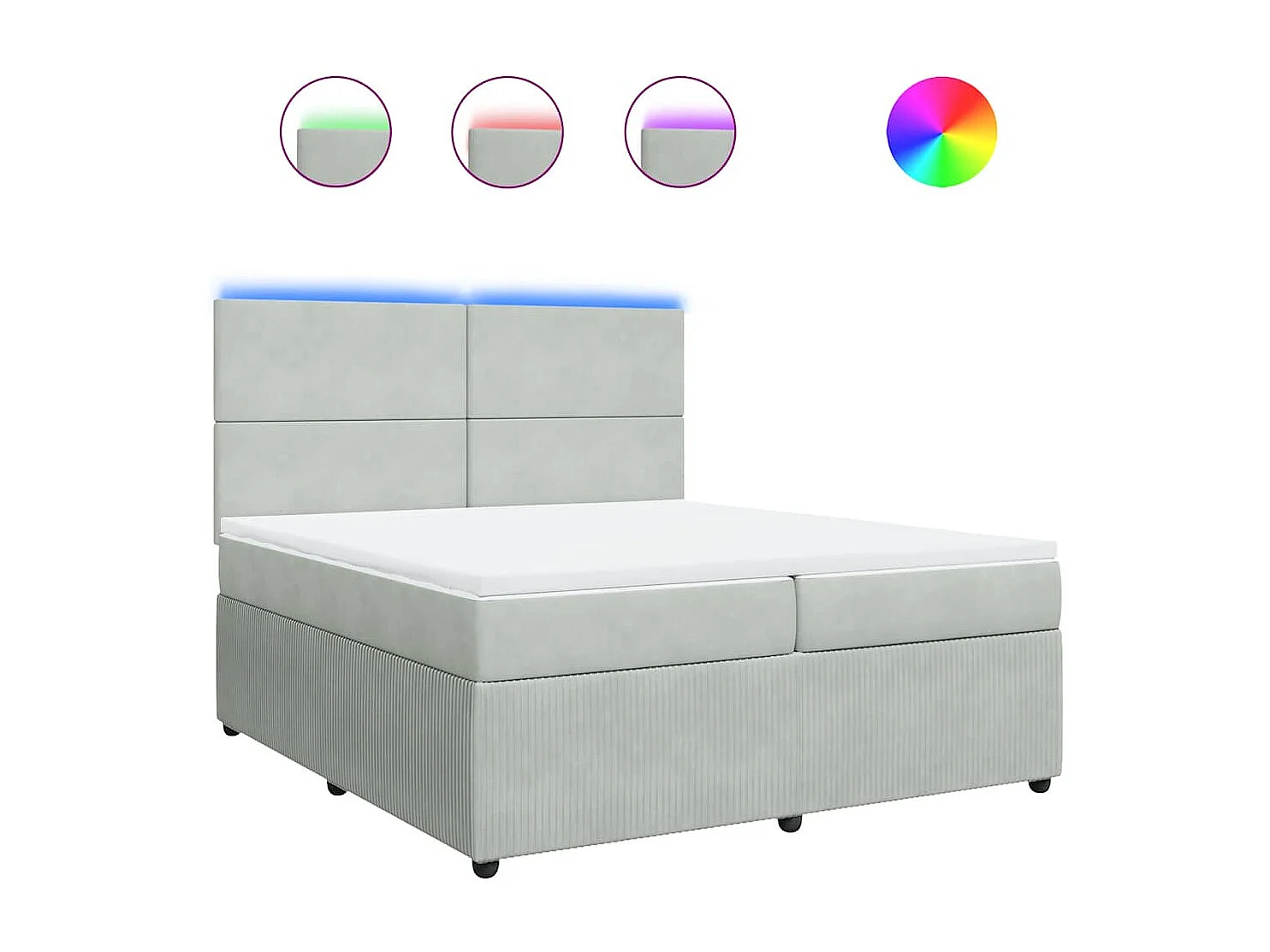 Boxspringbett mit Matratze Hellgrau 200x200 cm Samt