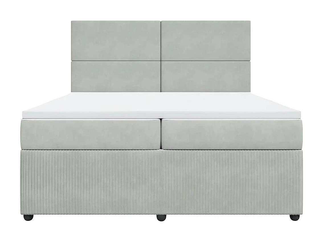 Sommier à lattes de lit et matelas Gris clair 200x200cm Velours