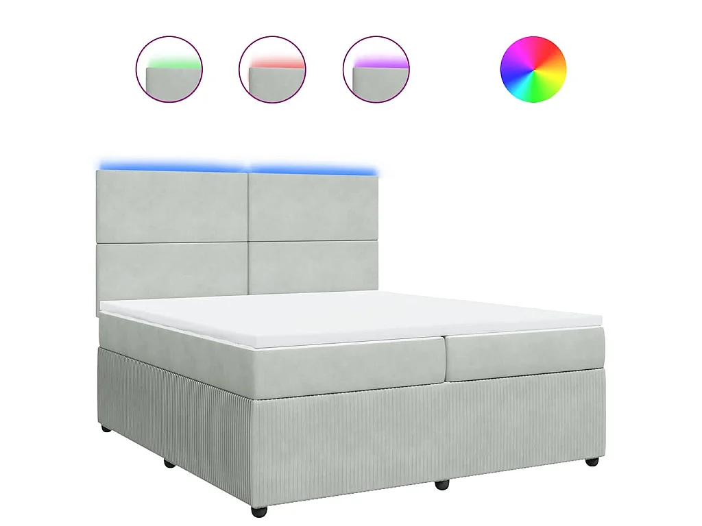 Boxspringbett mit Matratze Hellgrau 200x200 cm Samt