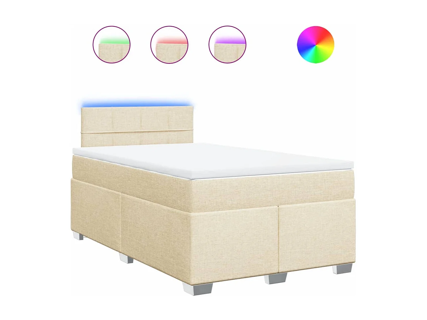 Giroletto a Molle con Materasso Crema 120x200 cm in Tessuto