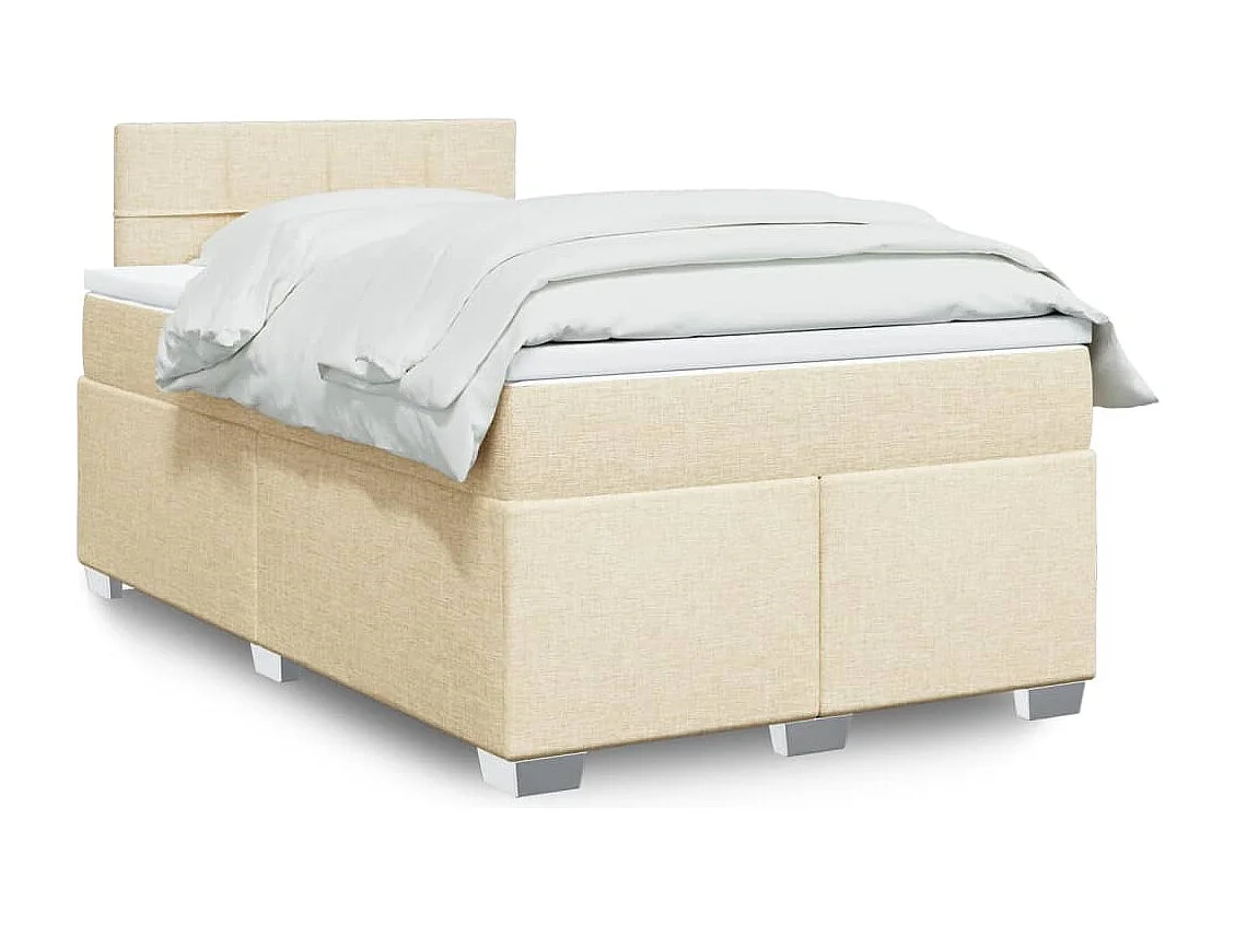 Giroletto a Molle con Materasso Crema 120x200 cm in Tessuto