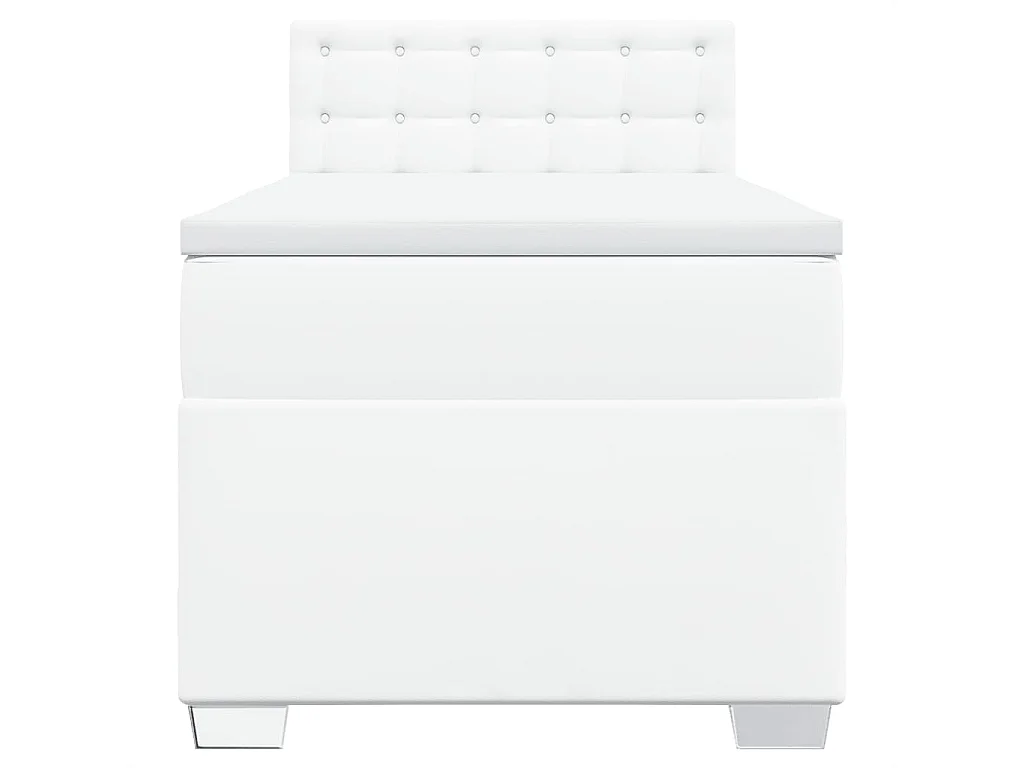 Boxspringbett mit Matratze Weiß 80x200 cm Kunstleder