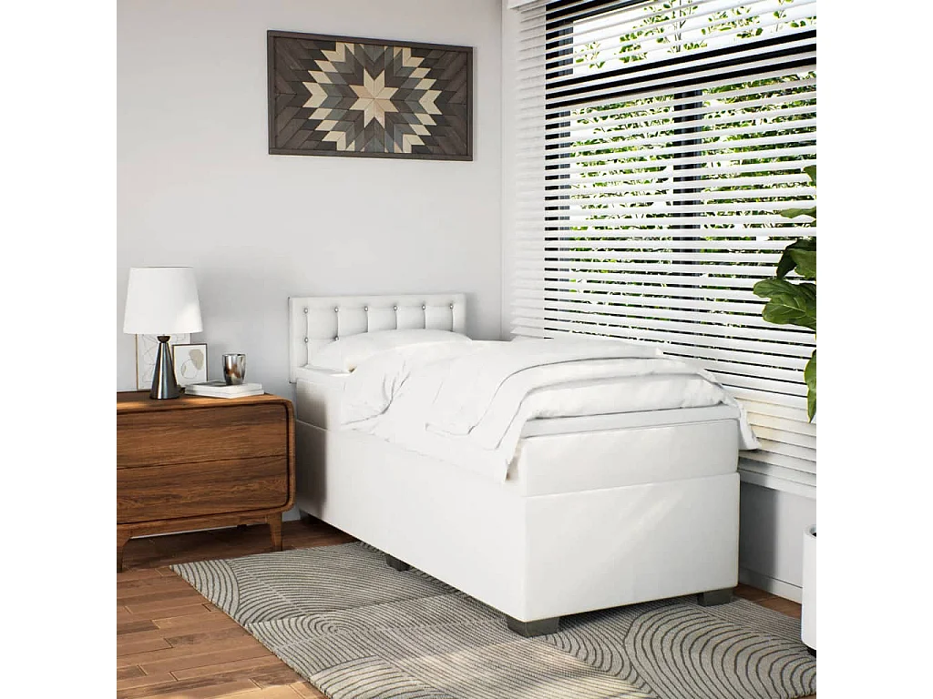 Boxspring met matras kunstleer wit 80x200 cm