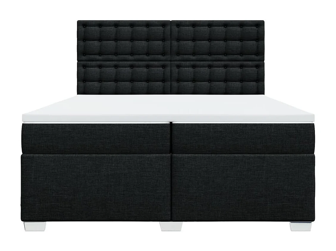 Giroletto a Molle con Materasso Nero 200x200 cm in Tessuto