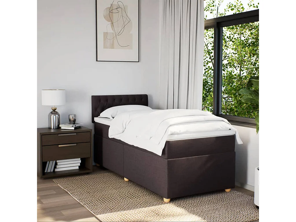 Boxspring met matras stof donkerbruin 80x200 cm